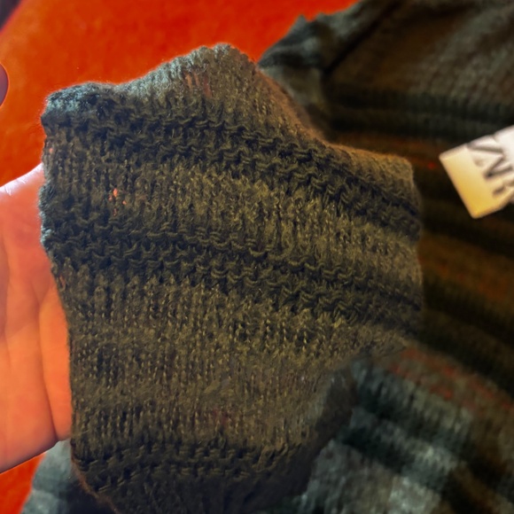 Zara khaki green touch of alpaca striped open knit oversized sweater NWT - Picture 4 of 8